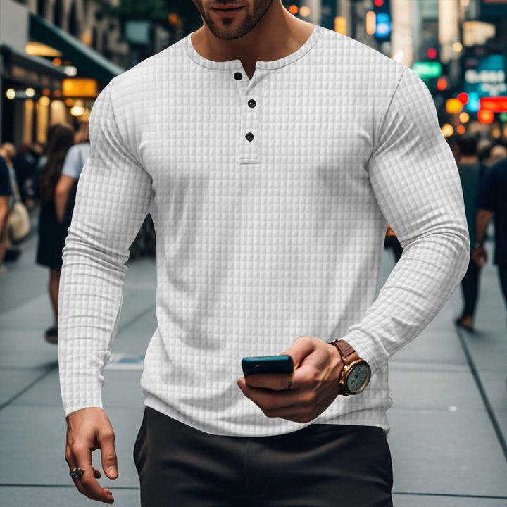 Men's long sleeve shirt with button-down collar and textured design Lisslune