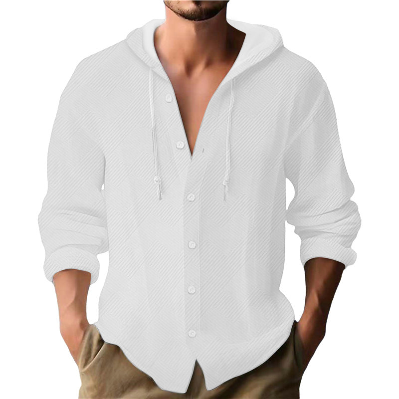 Men's Hooded Blouse with Textured Design Lisslune