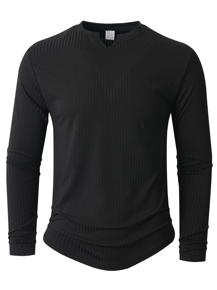 Men's Long Sleeve Shirt with Innovative Ribbed Texture Lisslune