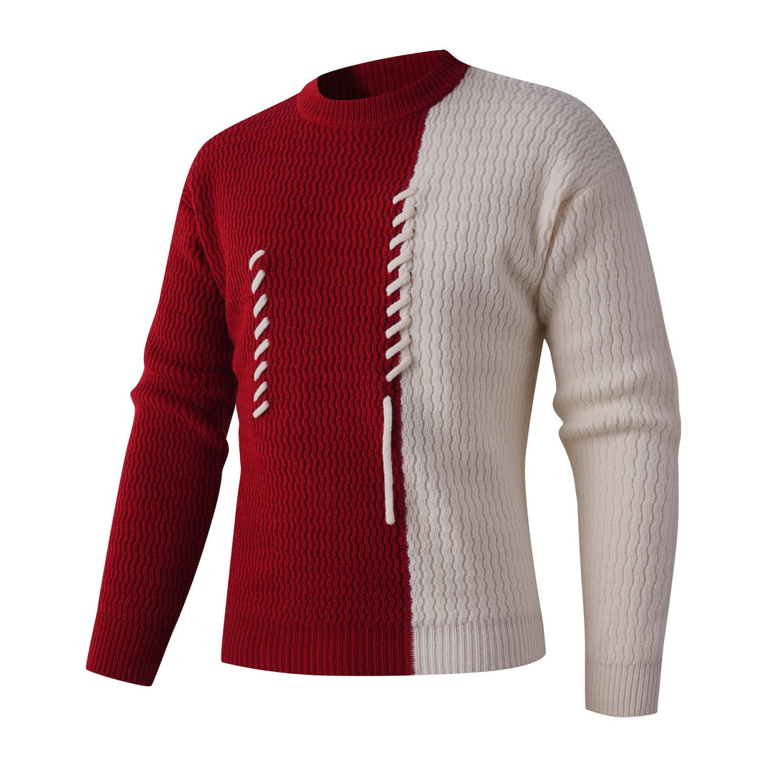 Men's knitted sweater with modern cable pattern and contrasting details Lisslune