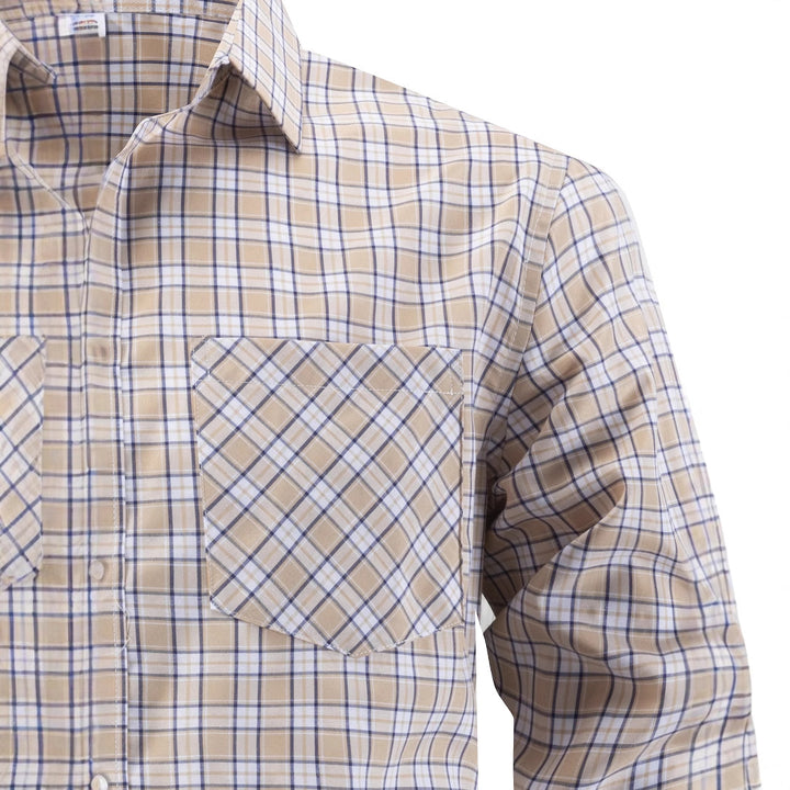Men's checked long-sleeve shirt with chest pocket and fine structure Lisslune