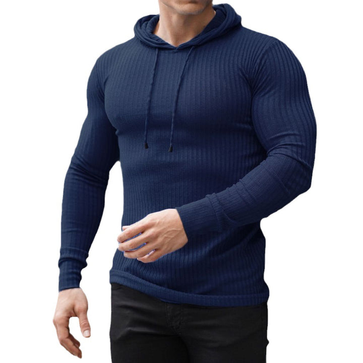 Men's stylish hooded sweater with ribbed texture and fashionable cut Lisslune