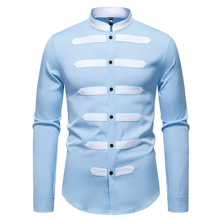 Men's Fashion Long Sleeve Shirt with Contrasting Inserts Lisslune