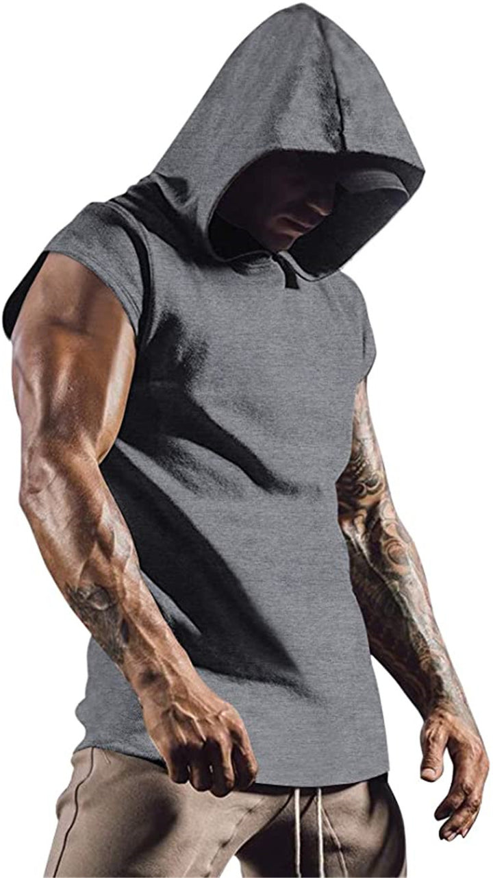 Men's Sporty Muscle Shirt with Hood Lisslune