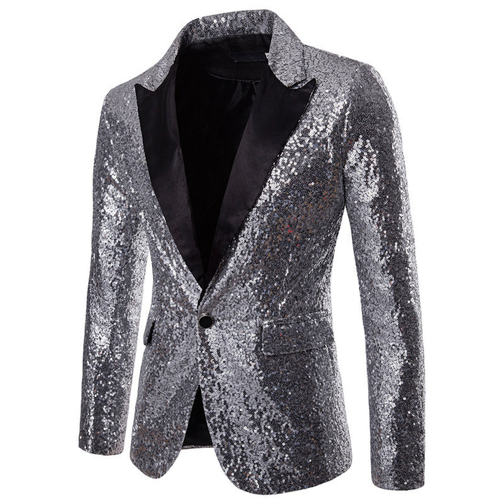 Men's Glamorous Sequin Blazer with Modern Cut and Elegant Accents Lisslune