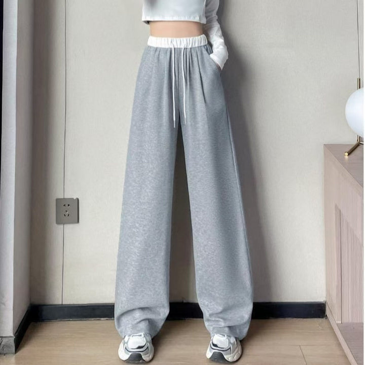 Women's comfortable and stylish wide leg pants with elastic waistband and drawstring Lisslune