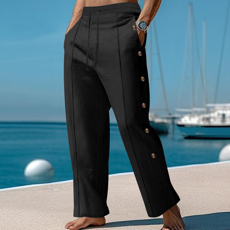 Men's elegant summer pants with side buttons Lisslune