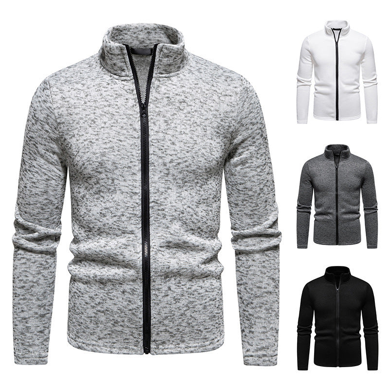 Men's fleece jacket with high collar and full-length zipper Lisslune