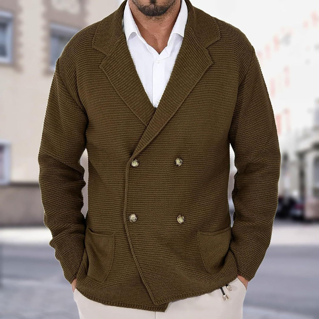 Men's cardigan with fashionable shawl collar and decorative buttons Lisslune