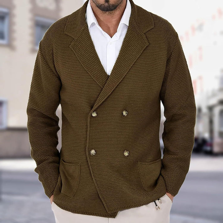 Men's cardigan with fashionable shawl collar and decorative buttons Lisslune