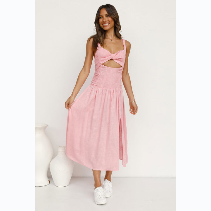 Women's nightgown with innovative cut-out design and flowing skirt
