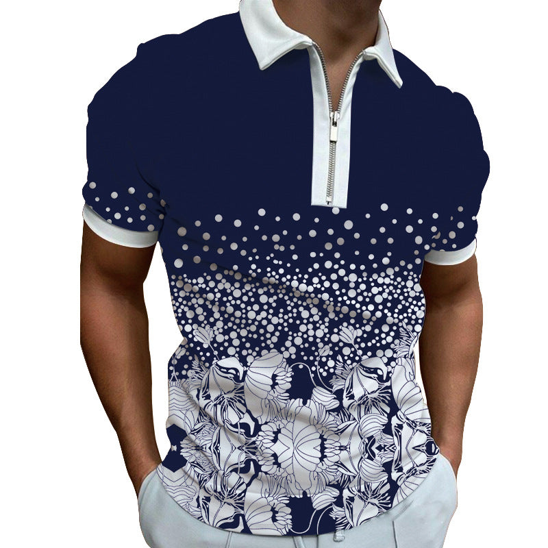 Men's polo shirt with modern graphic pattern and zipper Lisslune