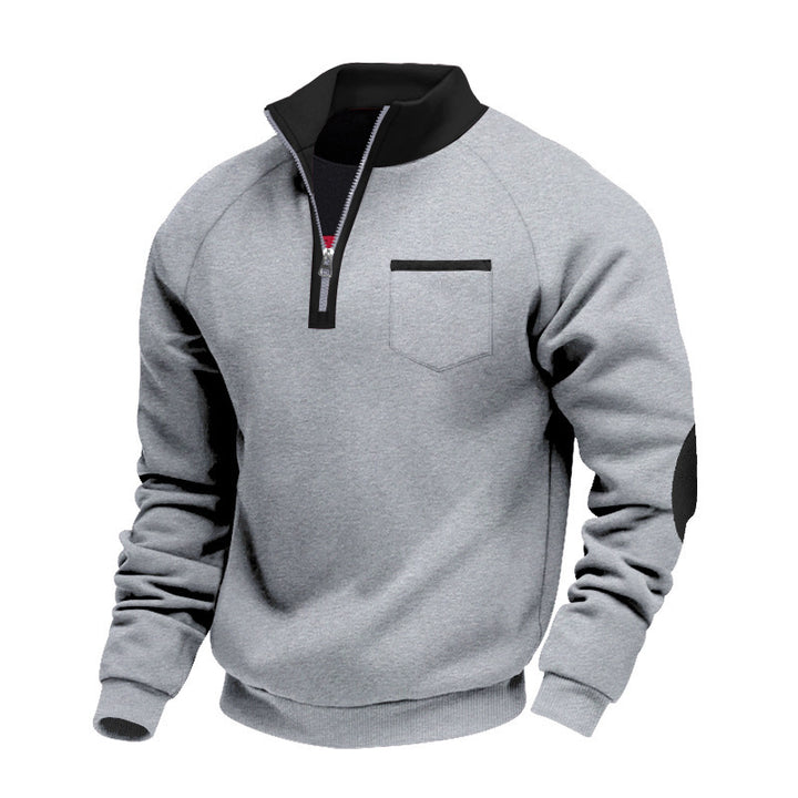 Men's sporty sweater with half zipper and modern contrast details Lisslune