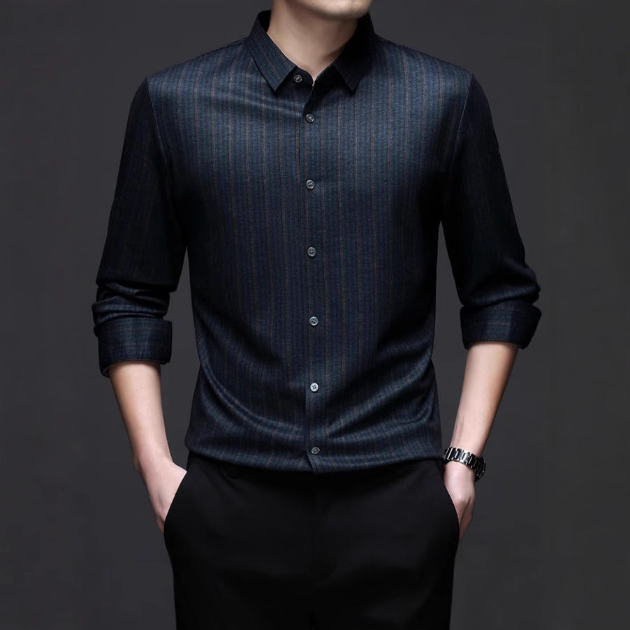 Men's long-sleeve shirt with fine striped texture and modern cut Lisslune