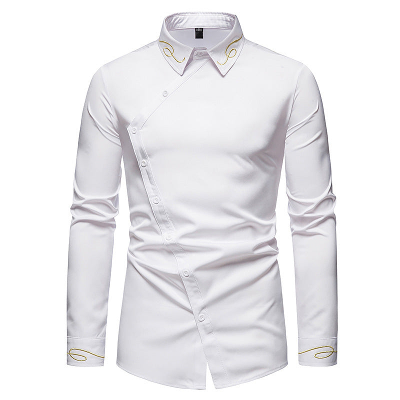 Men's Elegant Long Sleeve Shirt with Decorative Button Details Lisslune