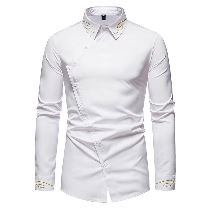 Men's Elegant Long Sleeve Shirt with Decorative Button Details Lisslune