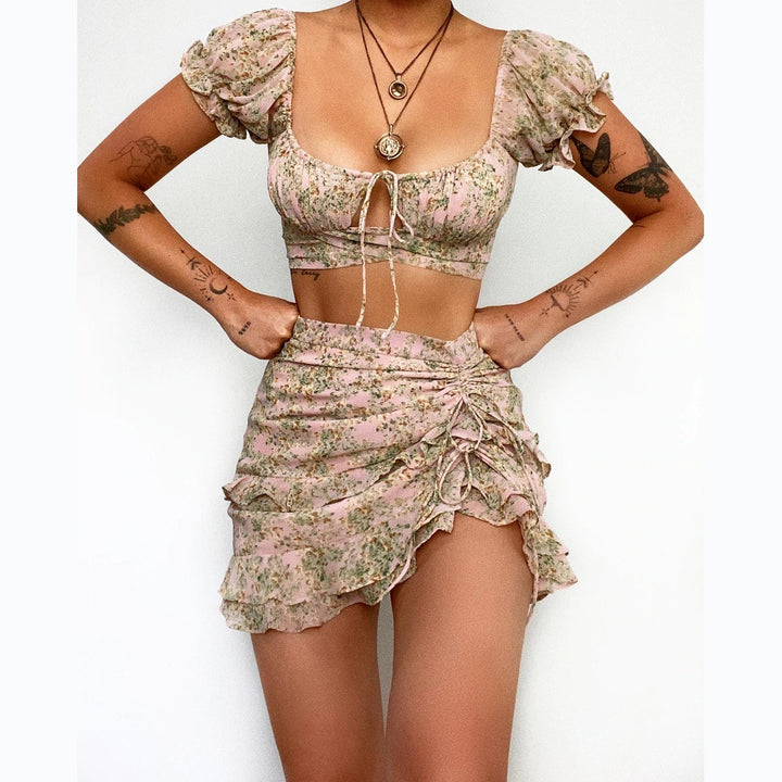 Women's Crop Top and Mini Skirt Set Lune London