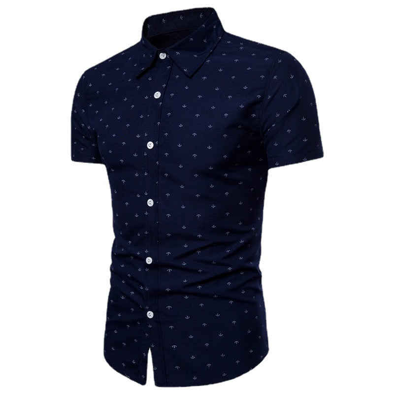 Men's short-sleeve shirt with maritime anchor design and slim fit cut Lisslune