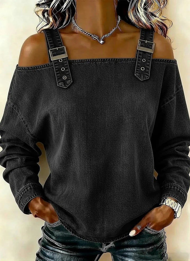 Women's casual sweatshirt with decorative shoulder details Lisslune