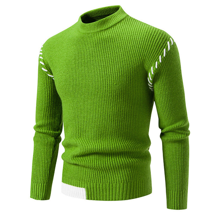 Men's fashionable knit sweater with high collar and unique cable design Lisslune