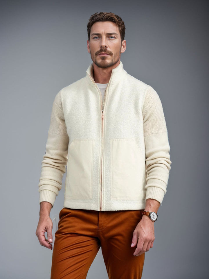 Men's stylish fleece jacket with textured collar and practical pockets Lisslune