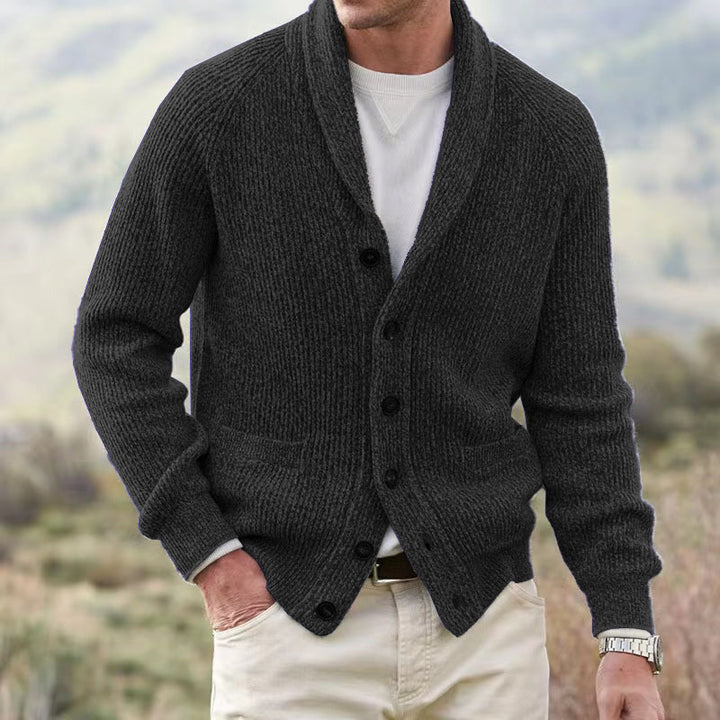 Men's cardigan with trendy chunky knit pattern and practical pockets Lisslune