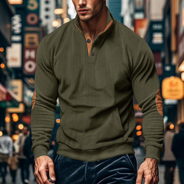 Men's sporty sweater with practical button closure and comfortable fit Lisslune