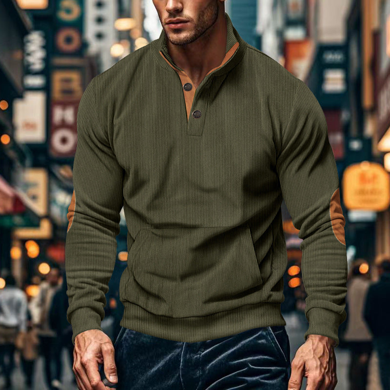 Men's stylish long-sleeve hooded shirt with modern structural design and elegant accents Lisslune