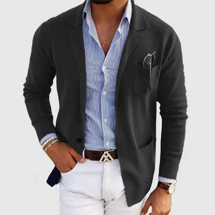 Men's casual knit blazer with practical pockets and comfortable fit Lisslune