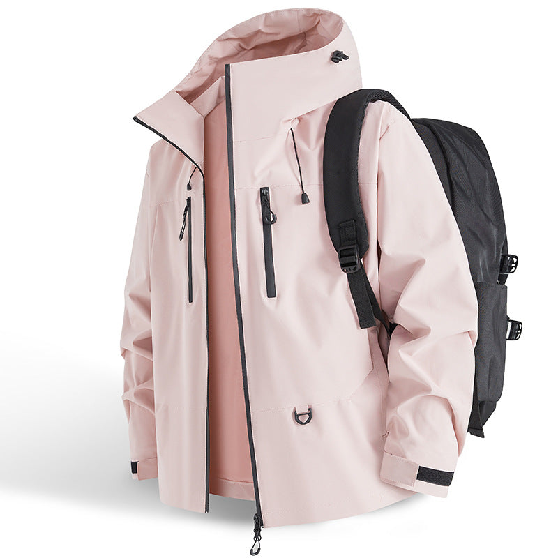 Men's Waterproof Outdoor Jacket with Adjustable Hood and Practical Zip Lisslune