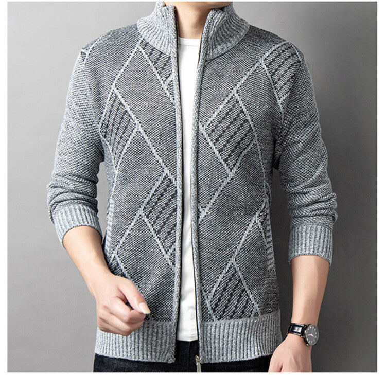 Men's cardigan with modern zipper and graphic pattern Lisslune