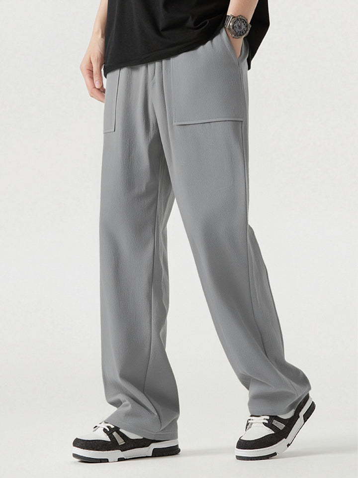 Men's Casual Cargo Pants with Practical Pockets and Elastic Waistband Lisslune