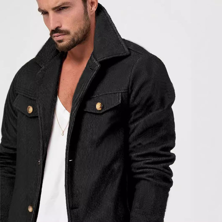 Men's fashionable denim jacket with button placket and pockets Lisslune
