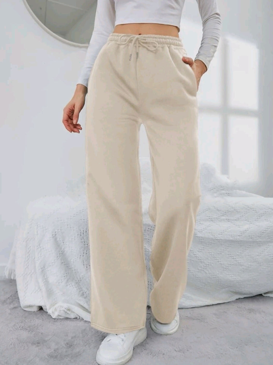 Women's wide leisure pants with elastic waistband Lisslune