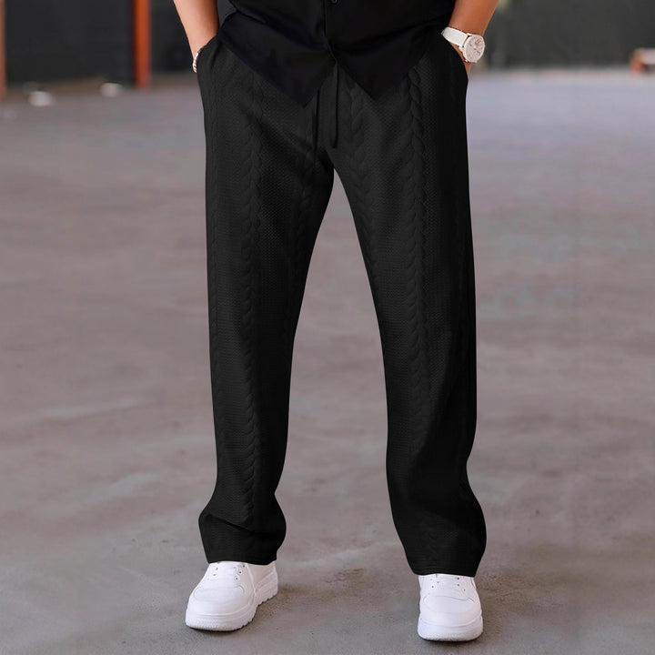 Men's Casual Stretch Pants with Drawstring and Textured Design Lisslune
