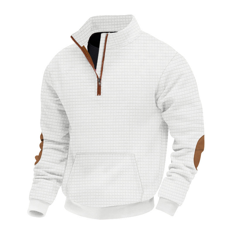 Men's stylish fleece pullover with stand-up collar and practical zipper Lisslune