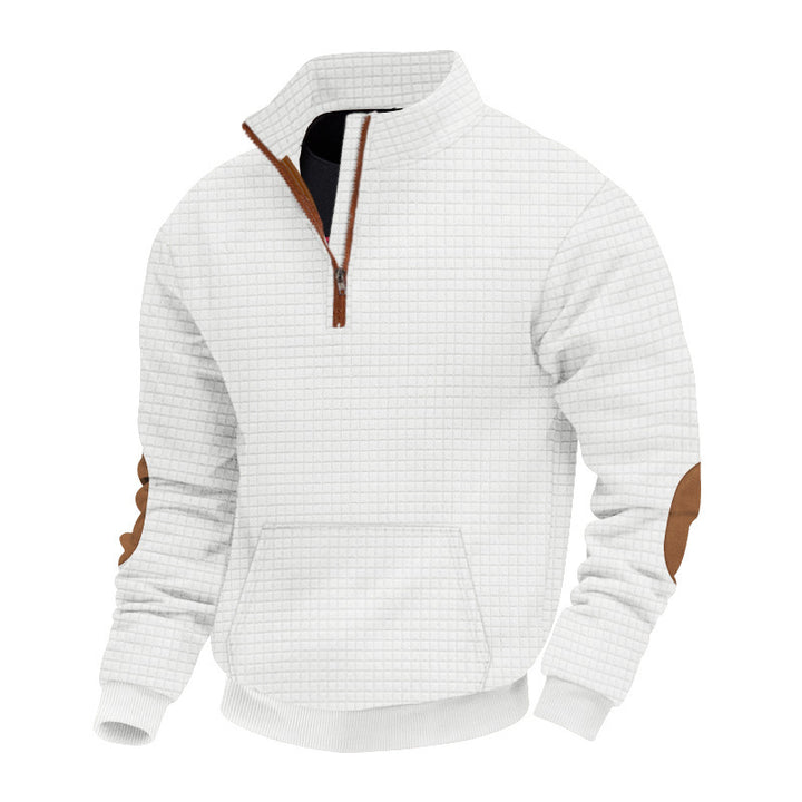 Men's stylish fleece pullover with stand-up collar and practical zipper Lisslune