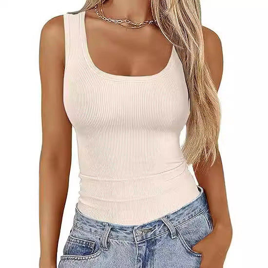 Damen Körperbetontes Oberteil mit breiten Trägern und geripptem Design Lisslune