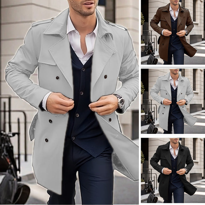 Men's Double-button Trench Coat with Practical Pockets Lisslune