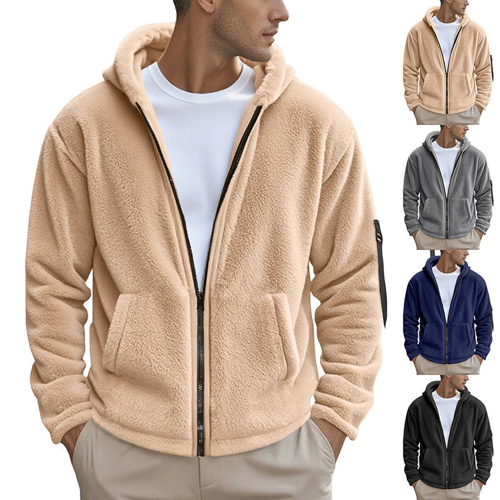 Men's fleece jacket with practical zipper and hood Lisslune