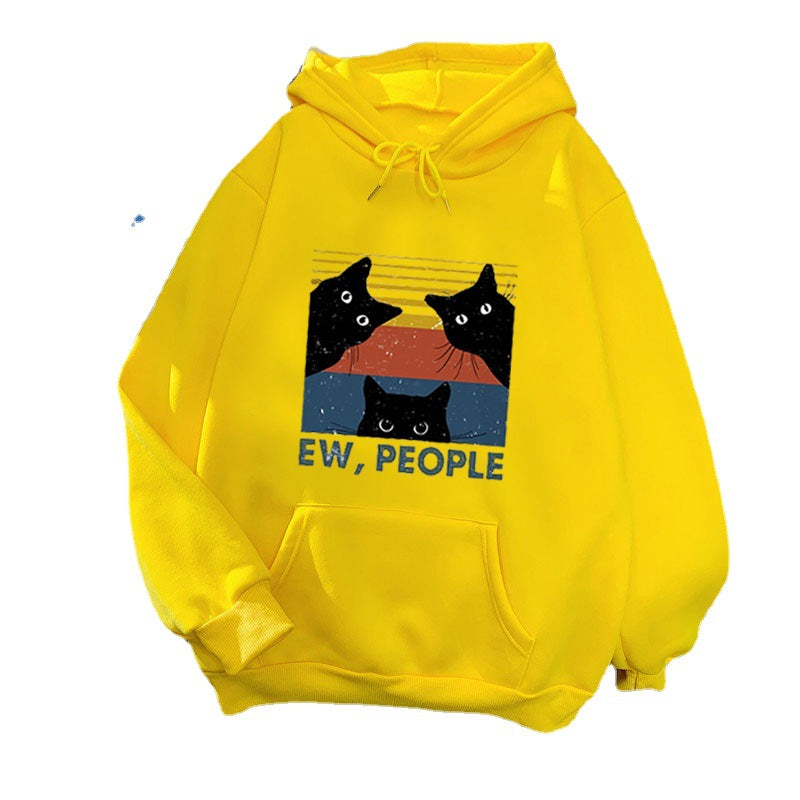 Women’s hoodie with stylish cat motif and inspiring lettering Lisslune