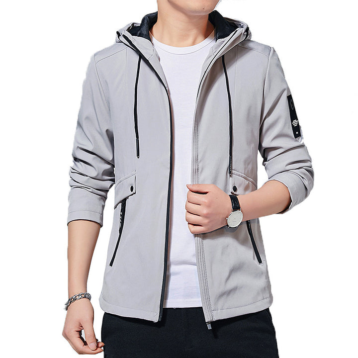 Men's sporty transitional jacket with adjustable hood and practical pockets Lisslune