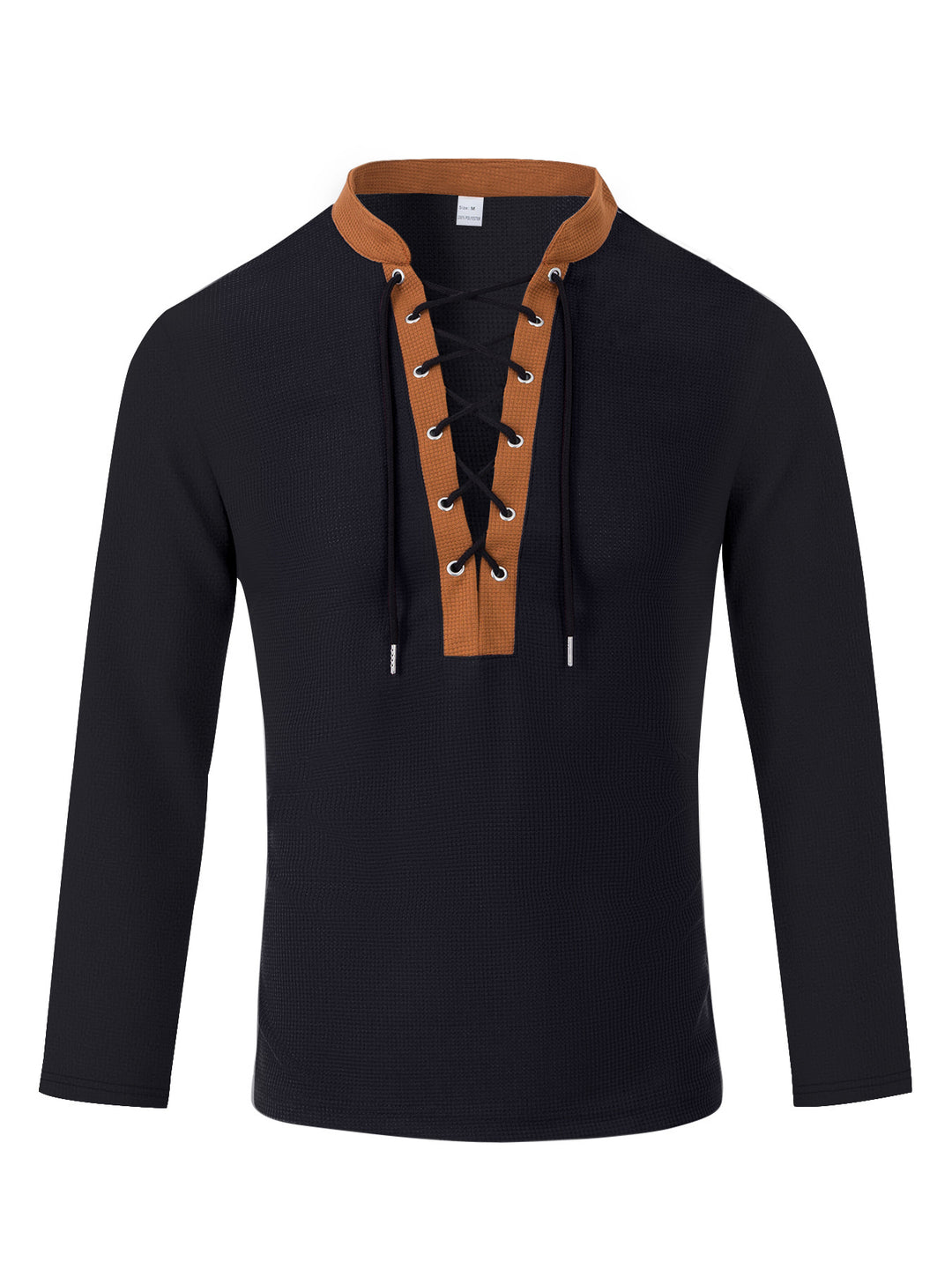 Men's Long Sleeve T-Shirt with Innovative Lacing and Melange Look Lisslune