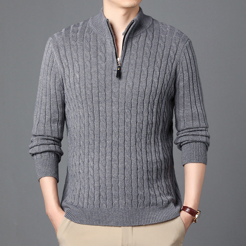 Men's High-Quality Sweater with Textured Zipper Lisslune