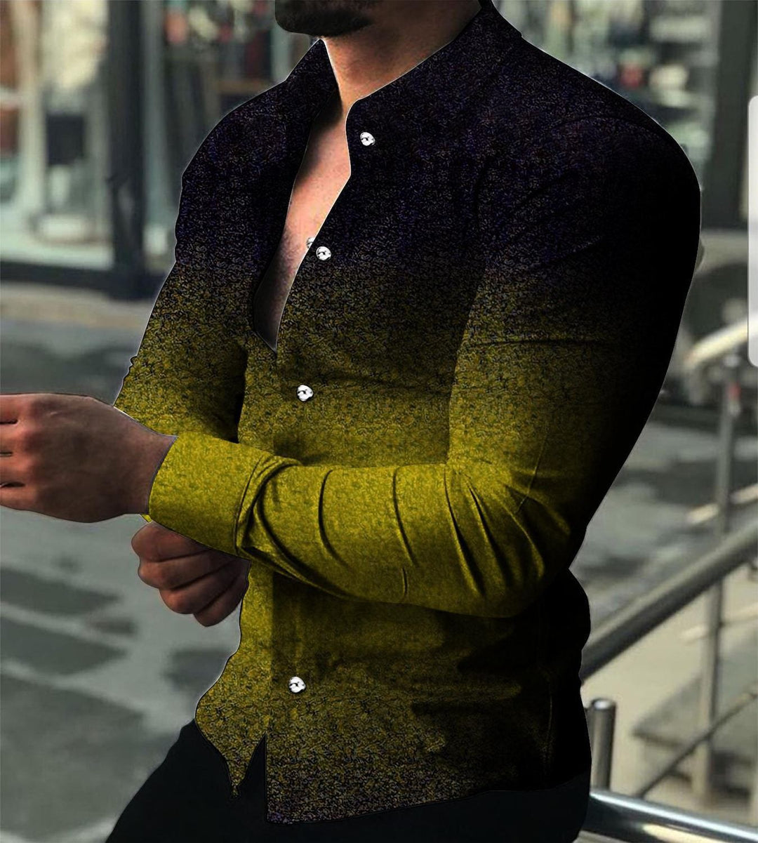 Men's Long Sleeve Shirt with Modern Gradient andElegant Button Details Lisslune