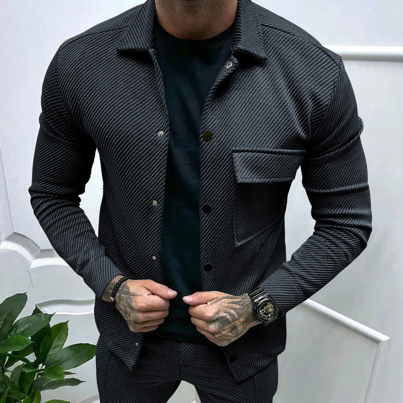 Men's casual jacket with striped design and practical pockets Lisslune