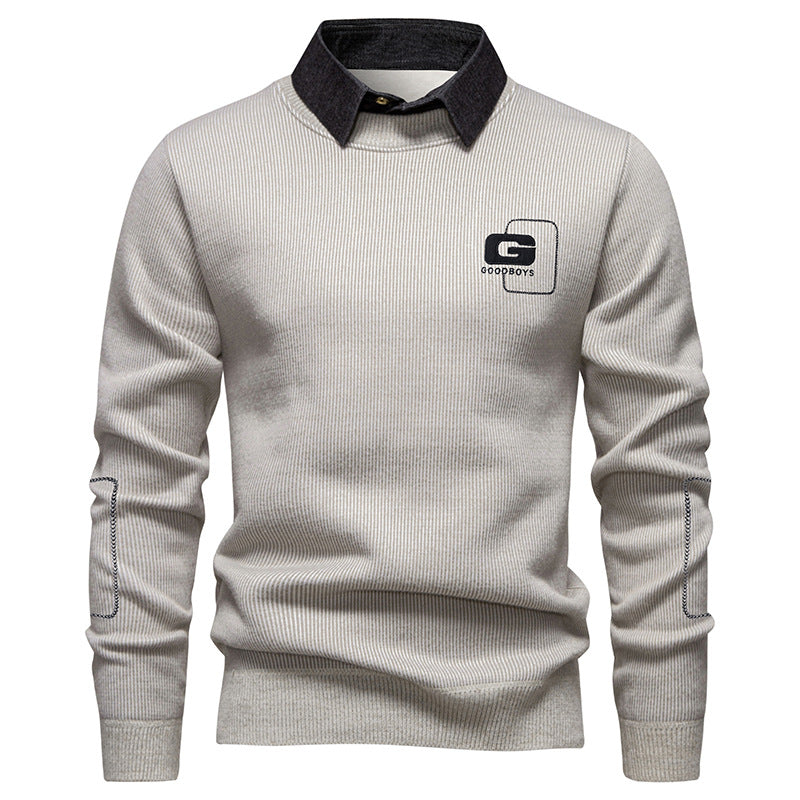 Men's elegant sweater with collar and fine knit pattern Lisslune