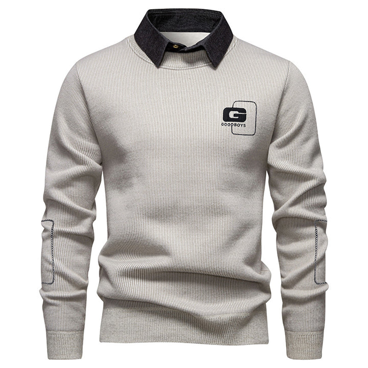 Men's elegant sweater with collar and fine knit pattern Lisslune