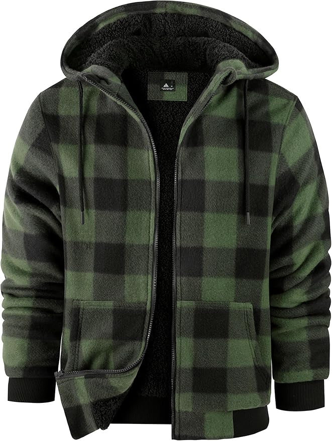 Men's fleece jacket with modern check pattern and cozy inner lining Lisslune