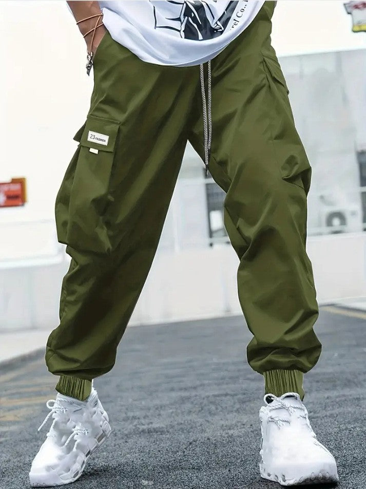Women's Cargo Jogging Pants with Side Pockets and Elastic Cuffs Lisslune